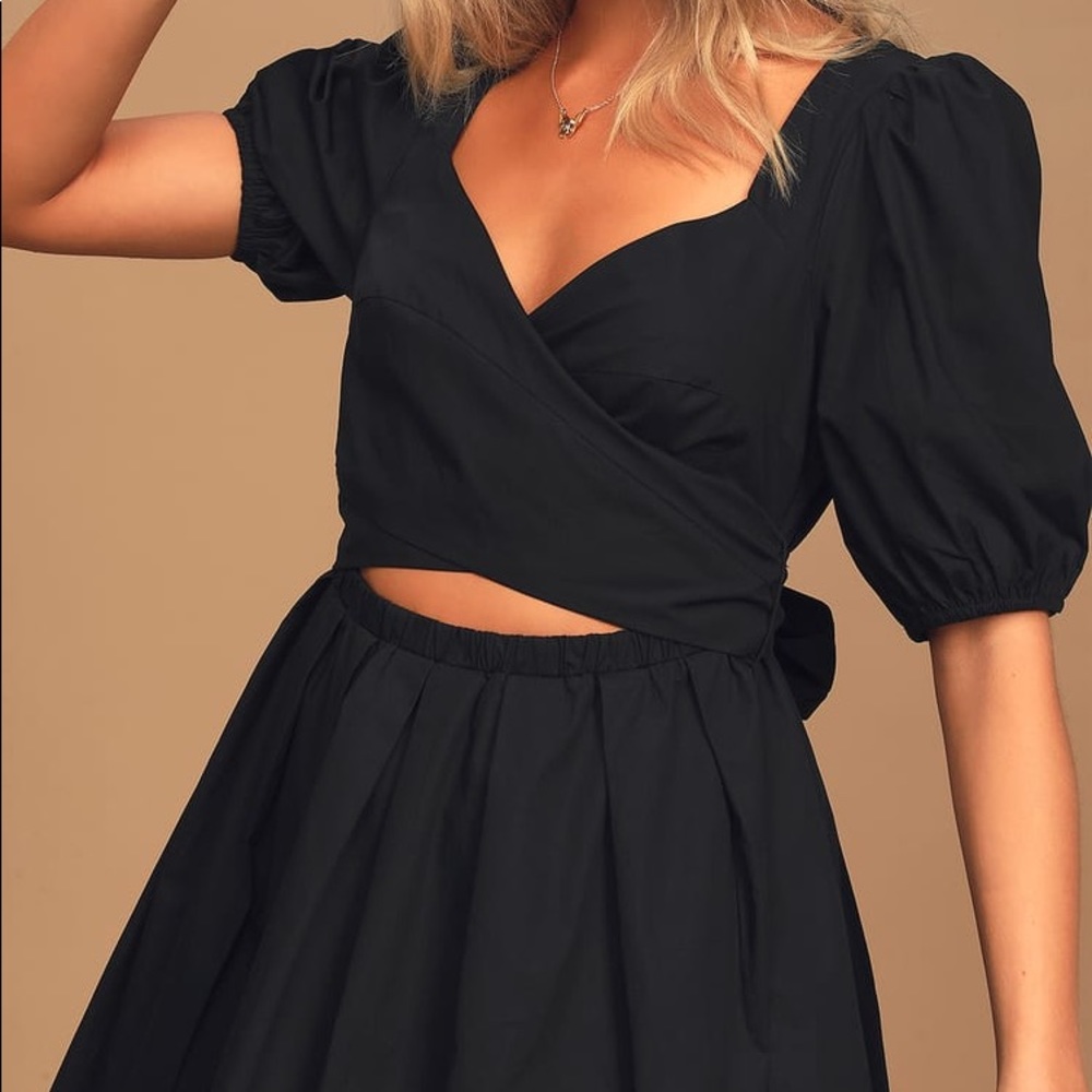 Lulus Crisscross Black Puff Sleeve Backless Dress - Picture 4 of 12